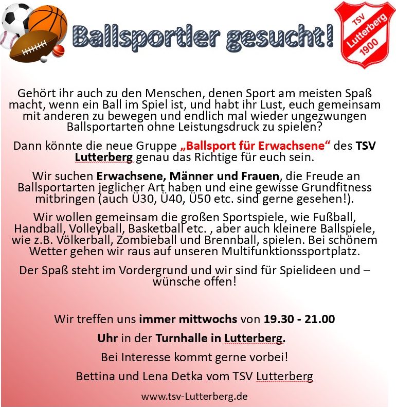 Ballsport für jung und alt, Männer und Frauen: Zombiball, Brennball, Handball, Hockey, u.v.m. - jede Stunde ist anders - Indoor und Outdoor